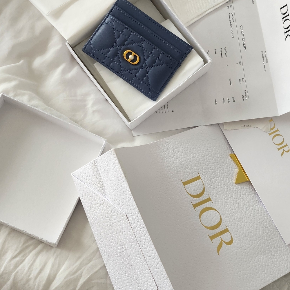 (SOLD)Dior Elegant Blue Quilted Card Holder